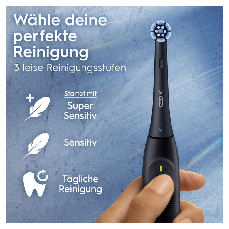 Oral-B iO 2 Spazzolino Elettrico Oral B, Nero e Verde, 1 Testina Di Ricambio, 2 Spazzolini, Delicato sulle Gengive, Efficace sulla placca, Sensore di Pressione