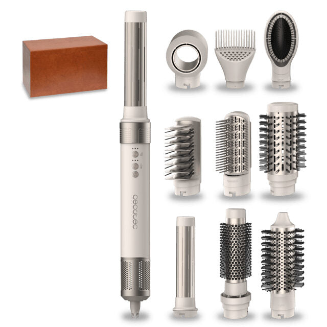 Cecotec CermicCare 10in1 AirGlam Multistyler Caldo Champagne, Bianco 1400 W 1,8 m