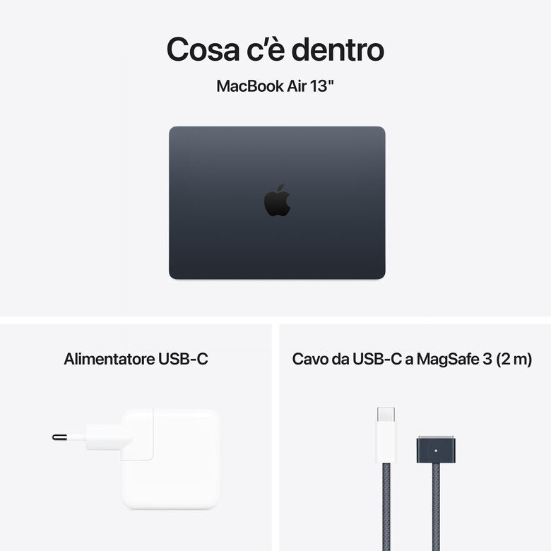 Apple MacBook Air 13'' M4 chip 10-core CPU 10-core GPU, 16GB, 512GB SSD - Mezzanotte