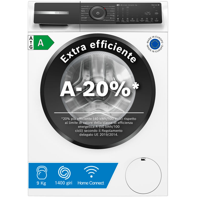 Bosch Serie 6 WGH24400IT Lavatrice a carica frontale 9kg 1400g/min Bianco A-20%