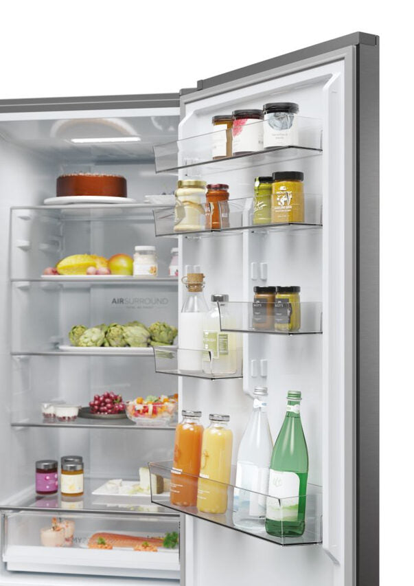 Haier HDPW3620DNPD 2D 60 Serie 3 Frigorifero Combinato A Libera Installazione, No Frost, Tecnologia Haier Air Surround, Haier Artificial Intelligence, Classe D, Acciaio Inox