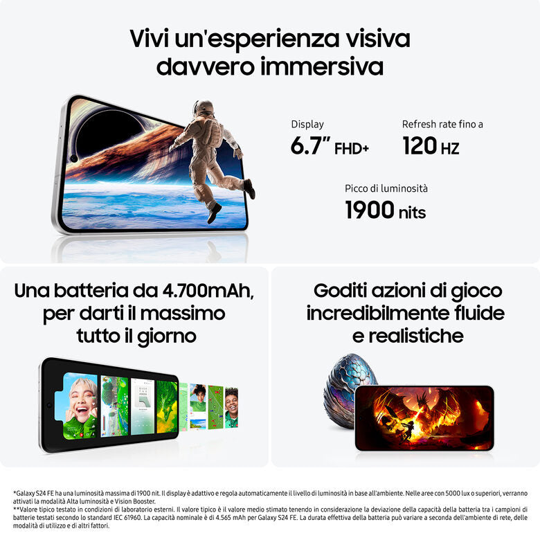 Samsung Galaxy S24 FE, Smartphone AI, 8GB RAM, 128GB, Mint