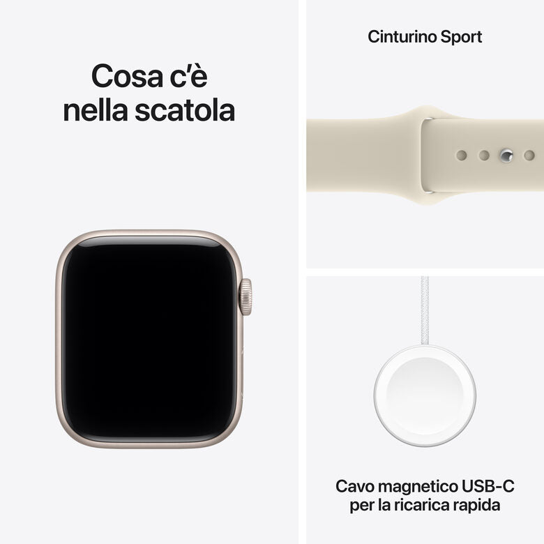 Apple Watch SE (3nd generation) SE 3 GPS, Cassa 44 mm in alluminio galassia con Cinturino Sport sabbia - M/L