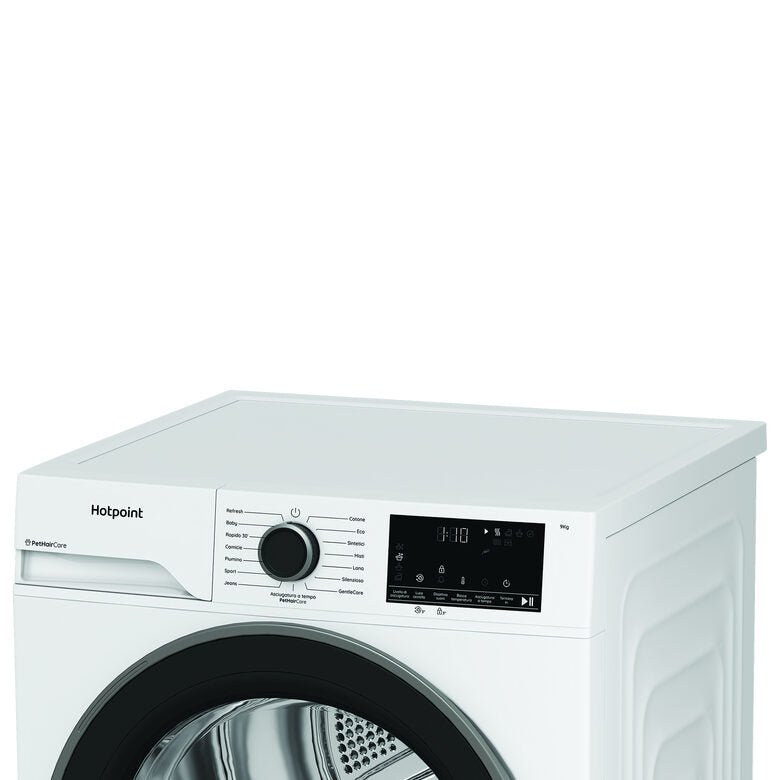 Hotpoint Ariston HPT 94D BS IT Asciugatrice A Libera Installazione 9 Kg, Pompa Di Calore, PetHairCare, GentleCare, Classe C, Bianco