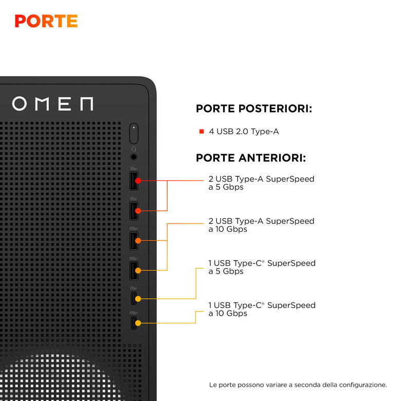 HP OMEN 16L Gaming Desktop PC TG03-0056nl PC AMD Ryzen™ 7 8700F 16 GB DDR5-SDRAM 512 GB SSD Windows 11 Home Tower AI PC Nero