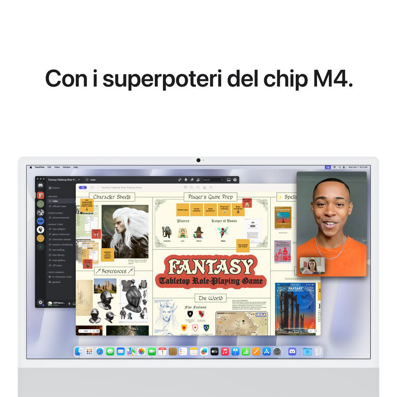 Apple iMac 24"Retina Display 4,5K, Chip M4 con CPU 10‑core, GPU 10‑core, 24GB, 512GB SSD, Argento