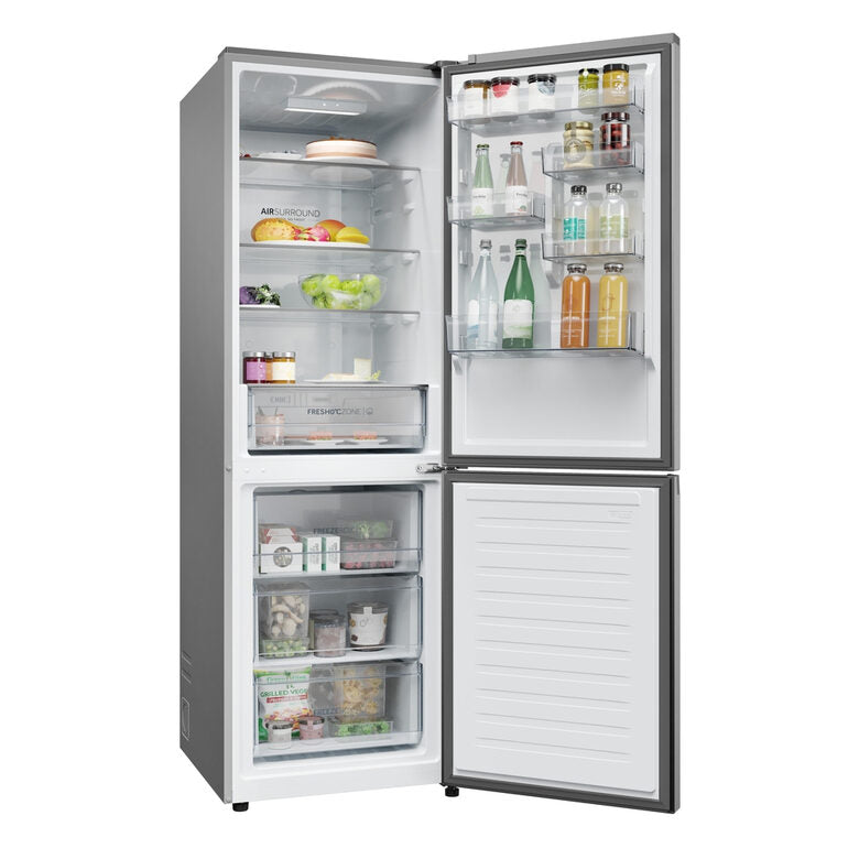 Haier HDPR1618ANPD Series 1 Pro Frigorifero Combinato A Libera Installazione, No Frost, Classe A, Acciaio Inox