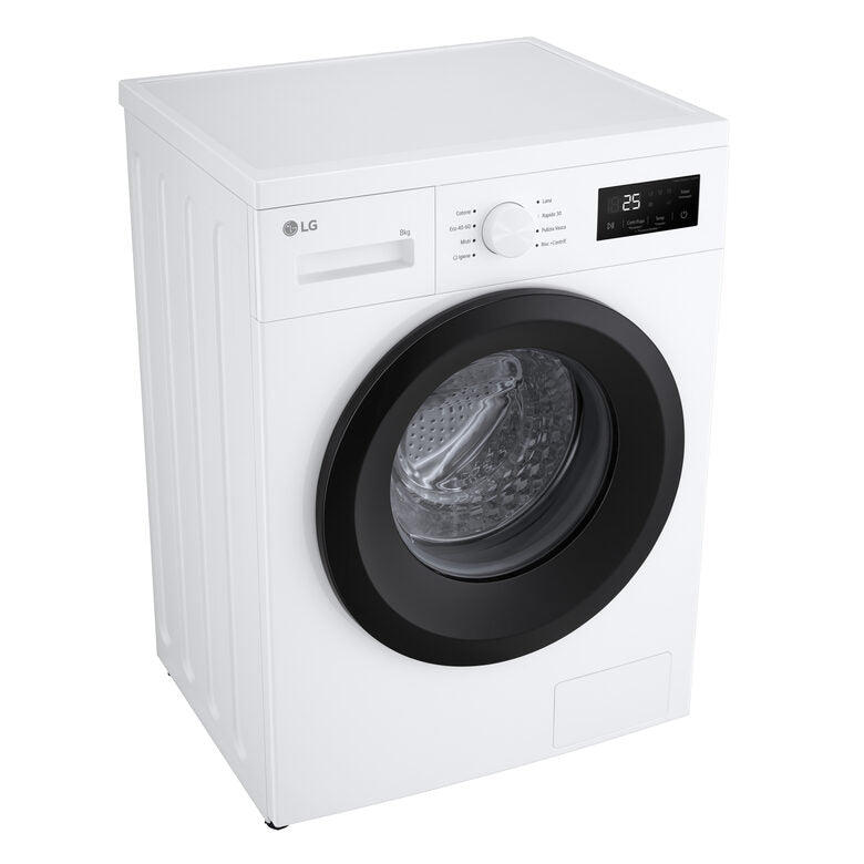 LG F4NA10S8NWK Lavatrice slim 8kg, Classe A, 1400 giri, Programma igiene con vapore, Top rimovibile, White