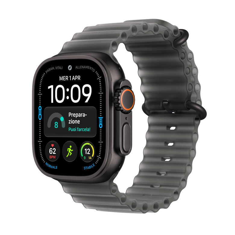 Apple Watch Ultra 4 GPS + Cellular, Cassa 49 mm in titanio nero con cinturino Ocean nero traslucido
