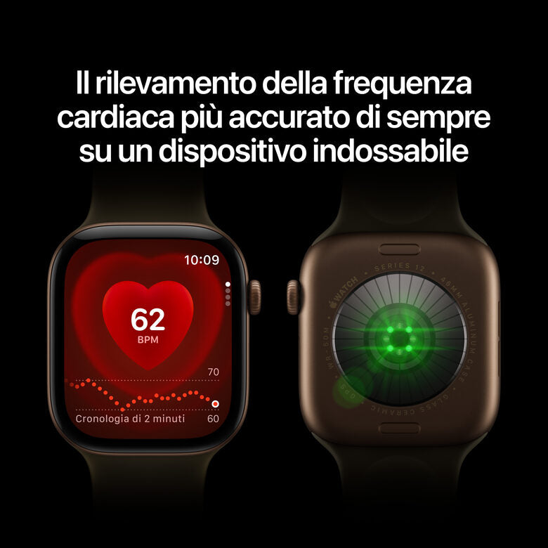 Apple Watch Series 12 GPS, cassa 46 mm in alluminio nero con cinturino Sport nero - M/L