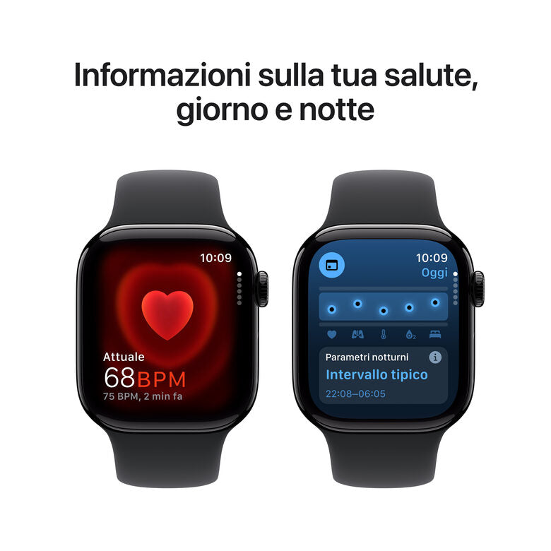 Apple Watch Series 10 Serie 10 GPS + Cellular 42mm Cassa in Alluminio color Jet Black con Nero Sport Band - M/L