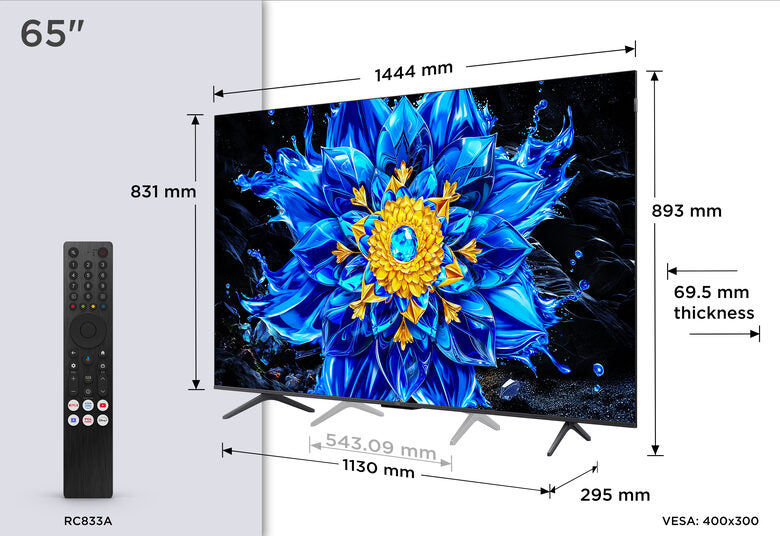 TCL P8L TV 65P8L – QD-Mini LED 65", 4K HDR, Google TV, 144Hz VRR, Audio Onkyo 2.1