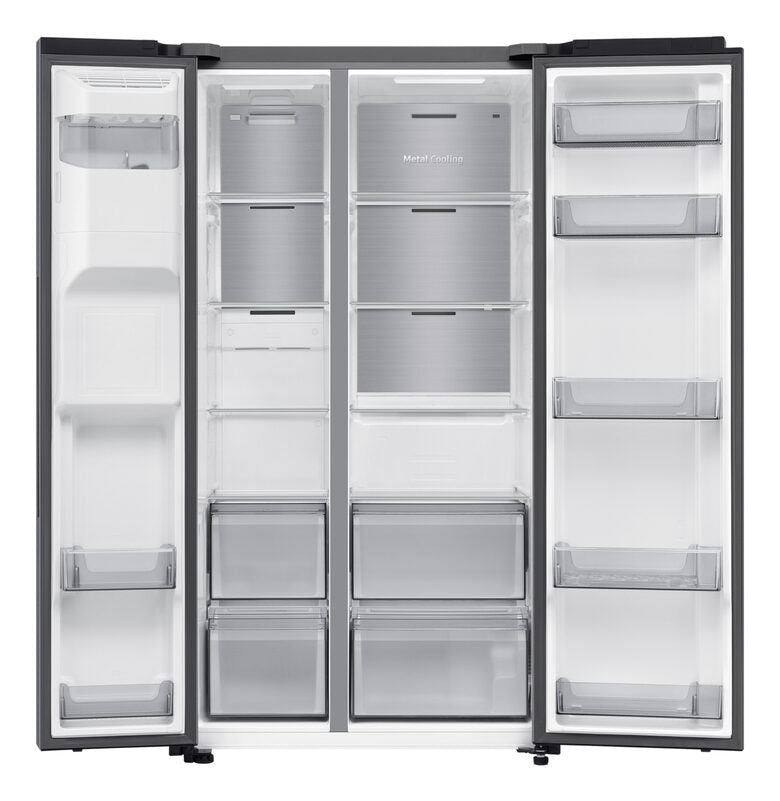Samsung RS70F64KETEF Frigorifero Side By Side A Libera Installazione, Compressore AI Inverter, Smartthings Energy, AI Hybrid Cooling, Classe E, Acciaio