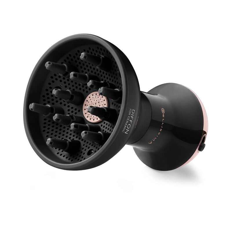 Bellissima Imetec Diffon Ion Ceramic, Diffusore ad Aria Calda per Capelli Ricci, Tecnologia Ion Ceramic, Doppio voltaggio, 700 W, 2 Combinazioni Aria/Temperatura, Asciugatura Delicata Senza