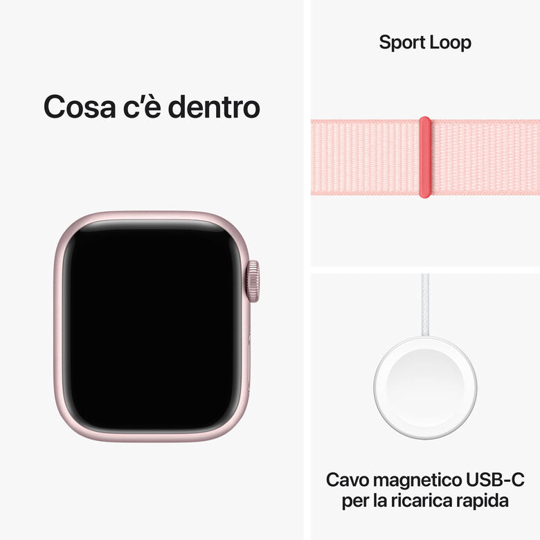 Apple Watch Series 9 GPS Cassa 41mm in Alluminio Rosa con Cinturino Sport Loop Rosa Confetto