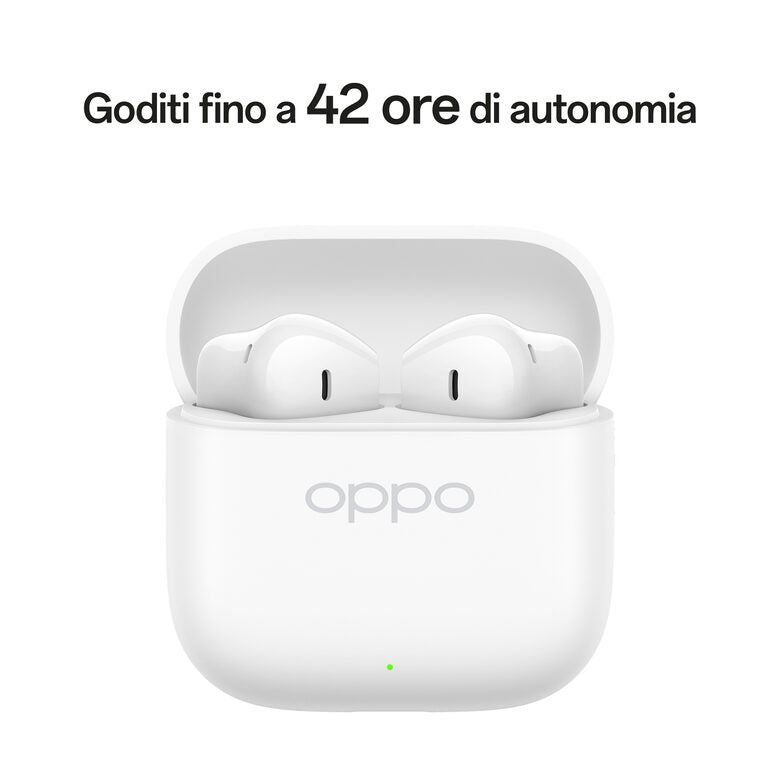 OPPO Enco Buds3 Auricolari True Wireless, 42h di Autonomia, Driver Dinamico da 12.4mm, BT 5.4, Controlli Touch, Cancellazione rumore passiva, Android e iOS, IP55, [Versione Italiana], Bianco