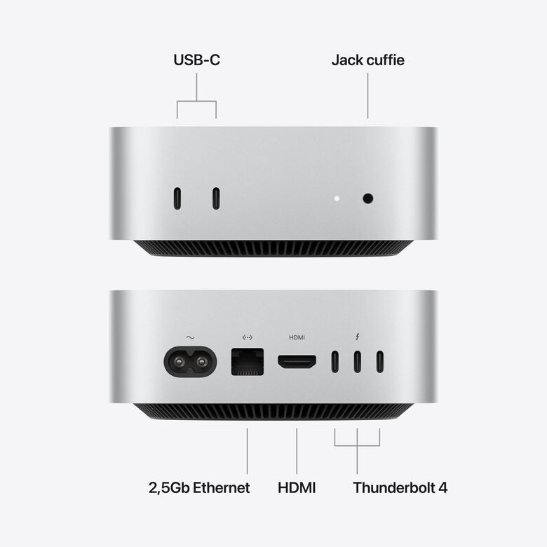 Apple Mac mini : Chip M6 con cpu 12 core e gpu 12 core, 512GB SSD - Argento