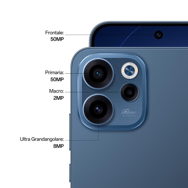 OPPO Reno15 F 5G AI Smartphone, Tripla fotocamera 50+8+2MP, Selfie 50MP, Display 6.57” 120HZ AMOLED FHD+, 6500mAh, RAM 8GB(Esp2GB/4GB/8GB)+ROM 256GB [Versione Italia], Twilight Black