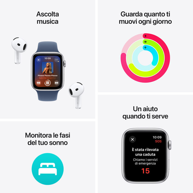 Apple Watch SE GPS 40mm Cassa in Alluminio Color Argento con Denim Sport Band - S/M