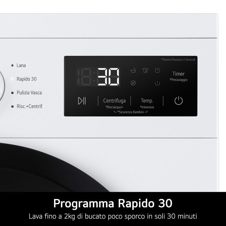 LG F4NA10S8NWK Lavatrice slim 8kg, Classe A, 1400 giri, Programma igiene con vapore, Top rimovibile, White