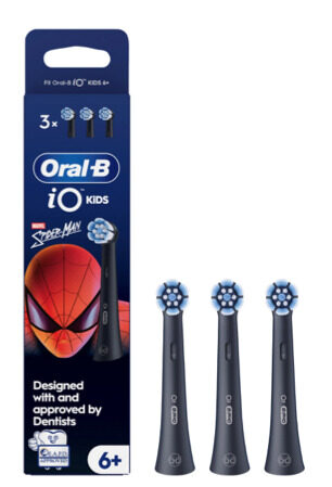 Oral-B Testine di Ricambio iO Kids Spider-Man 6+ Gentle Care Nere 3 Pezzi