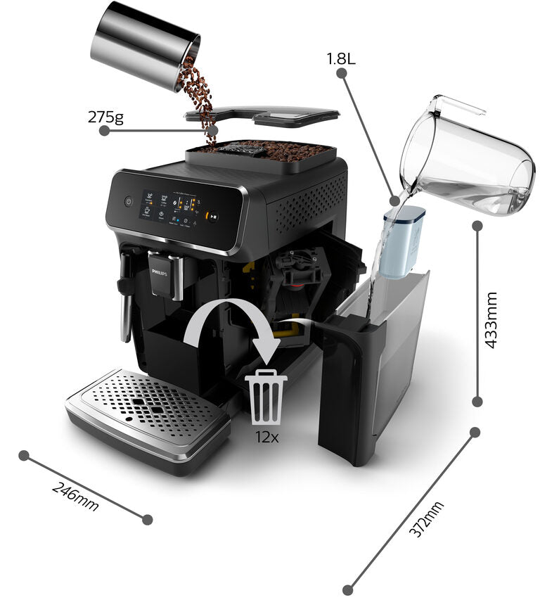 Philips 2200 series Series 2200 EP2221/40 Macchina da caffè automatica, 2 bevande, 1.8 L, 1500W