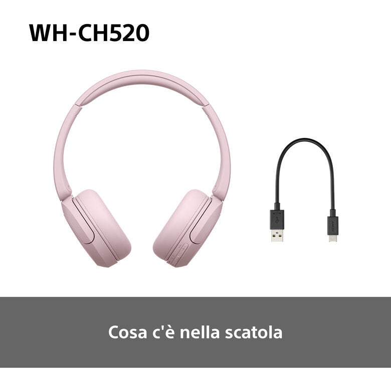 Sony WHCH520P.CE7 cuffia e auricolare Wireless A Padiglione Musica e Chiamate USB tipo-C Bluetooth Rosa