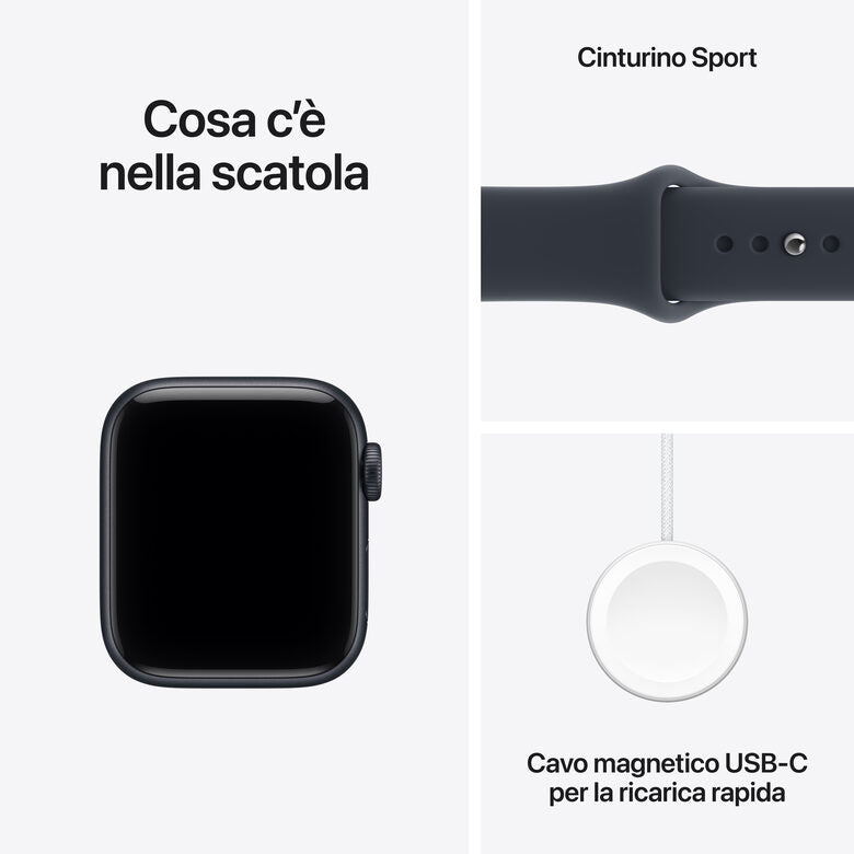 Apple Watch SE (3nd generation) SE 3 GPS + Cellular, Cassa 40 mm in alluminio mezzanotte con Cinturino Sport blu marino - M/L