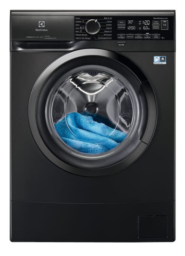 Electrolux EW6S326ABL Serie 600 Lavatrice Slim A Libera Installazione 6 Kg, SensiCare System, 1200 Giri, Classe A, Nero