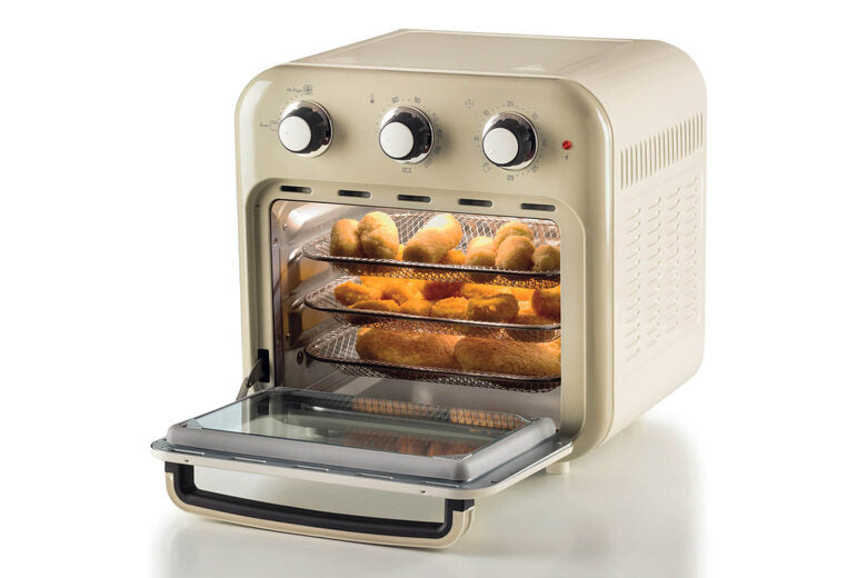 Ariete 4632 Friggitrice ad aria e forno Vintage, 1400W, 2in1, Capacità 16L, Accessori inclusi, Timer 60 minuti, Doppio vetro, Beige