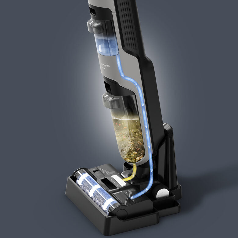 Rowenta X-Clean 4 , Lavapavimenti Senza Fili con Auto-Propulsione e Rilevazione Automatica dello Sporco, Doppio Serbatoio e Sistema di Autopulizia, Autonomia 50' per Tutti i Tipi di Paviment