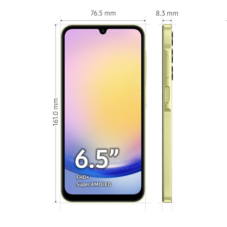 Samsung Galaxy A25 5G Display sAMOLED 6.5" FHD+, Android 14, 8GB RAM, 256GB, Batteria 5.000 mAh, Memoria espandibile fino a 1TB, Yellow