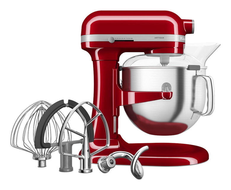 KitchenAid 5KSM70SHXEER Sbattitore con base 375 W Grigio, Rosso, Acciaio inox