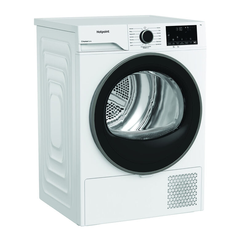 Hotpoint Ariston HPT 94D BS IT Asciugatrice A Libera Installazione 9 Kg, Pompa Di Calore, PetHairCare, GentleCare, Classe C, Bianco