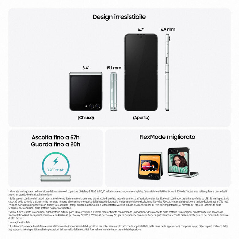 Samsung Galaxy Z Flip5 RAM 8GB Display 3,4" Super AMOLED/6,7" Dynamic AMOLED 2X Cream 256GB