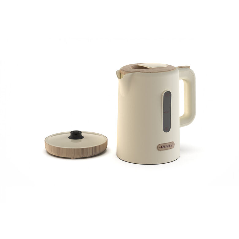 Ariete 2846 Bollitore Breakfast Wood, Bollitore Elettrico Cucina, 2200W, Capacità 1.7L, Effetto Legno, Base Cordless 360°, Spegnimento Automatico, Beige