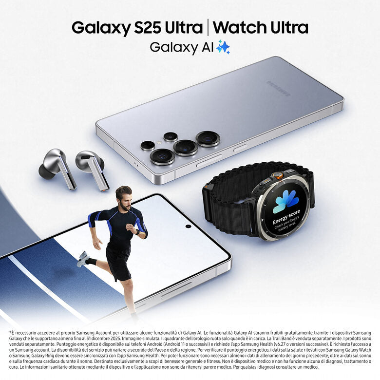 Samsung Galaxy S25 Ultra Smartphone AI, Display 6.9'' QHD+ Dynamic AMOLED 2X, Fotocamera 200MP, RAM 12GB, 1TB, 5.000 mAh, Titanium Whitesilver
