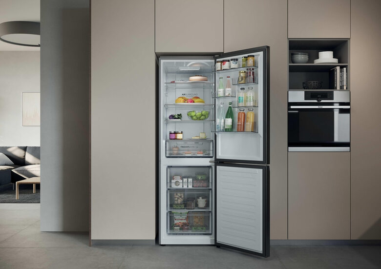 Haier HDPR1618ANPD Series 1 Pro Frigorifero Combinato A Libera Installazione, No Frost, Classe A, Acciaio Inox