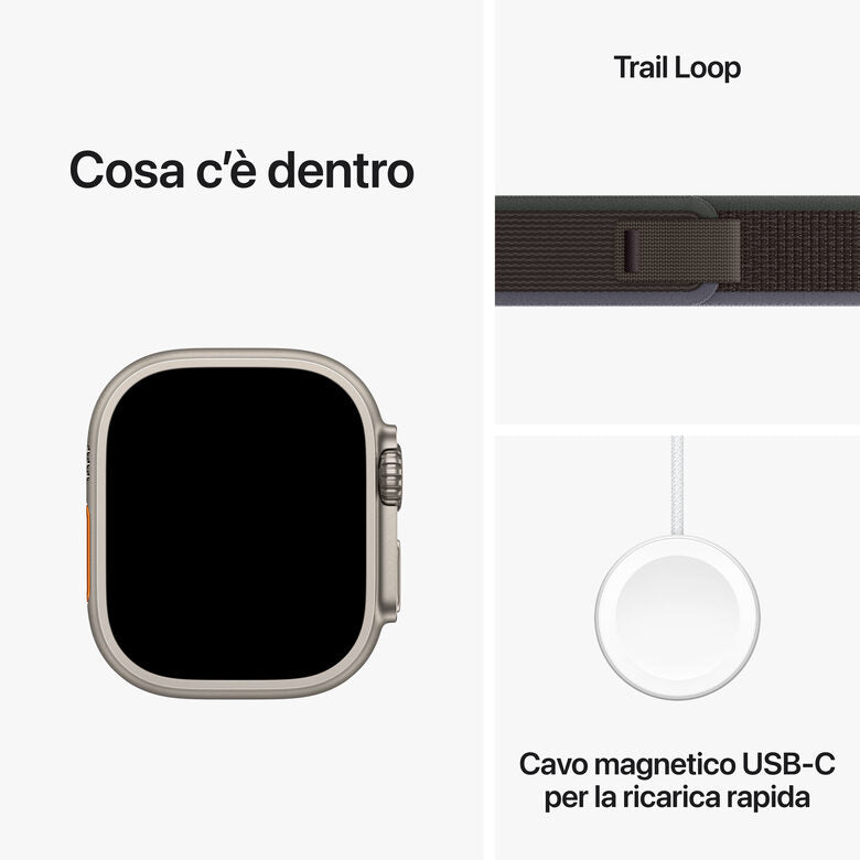 Apple Watch Ultra 2 GPS + Cellular, Cassa 49m in Titanio con Blu/Nero Trail Loop - S/M