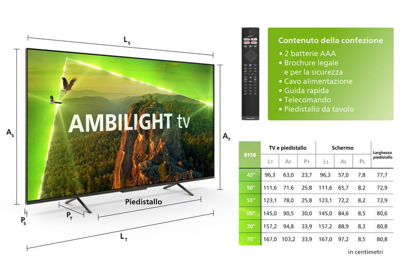 Philips Ambilight TV 8118 43" 4K Ultra HD Dolby Vision e Dolby Atmos Smart TV