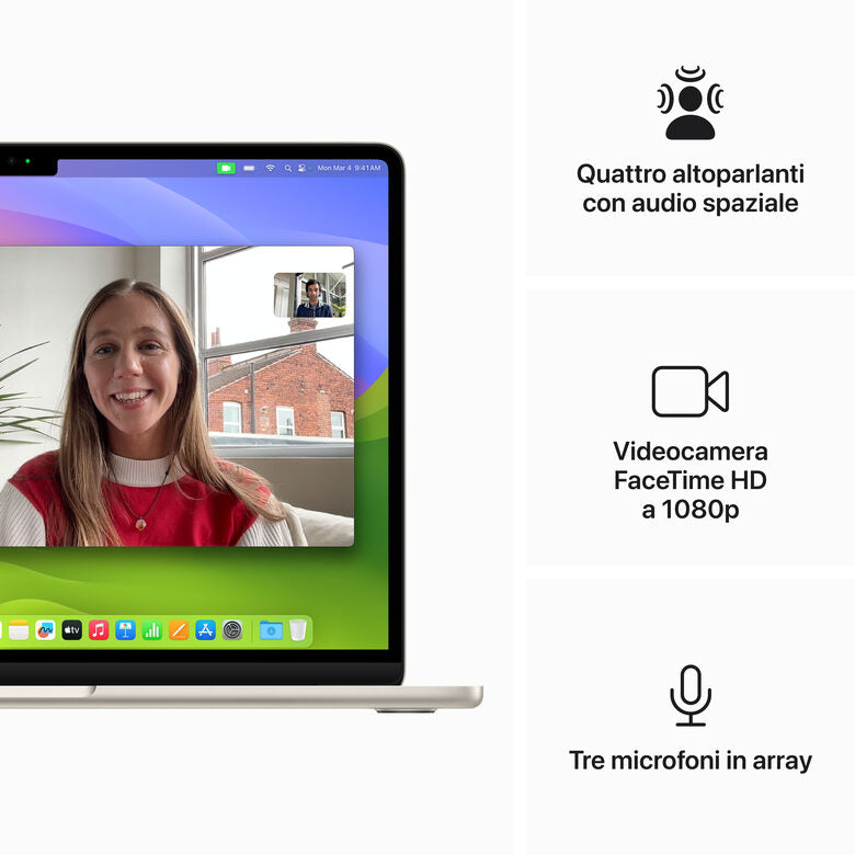 Apple MacBook Air 13": Chip M3 con CPU 8-core e GPU 10-core, 512GB SSD - Galassia