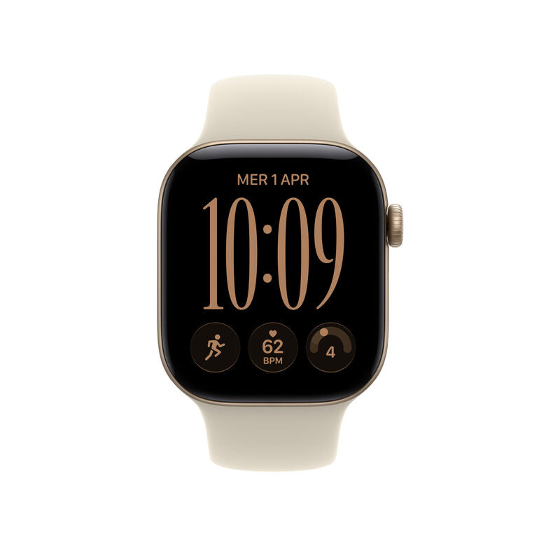 Apple Watch Series 12 GPS, cassa 42 mm in alluminio color oro chiaro con cinturino Sport sabbia - S/M