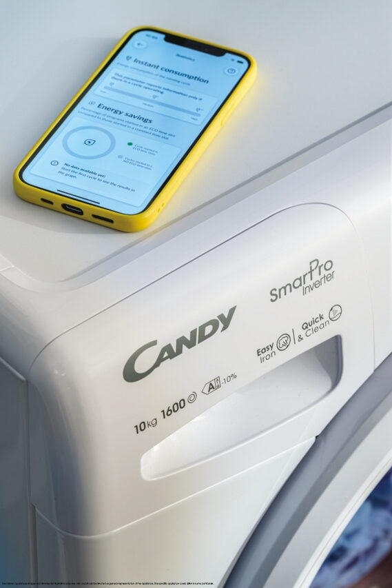 Candy Smart Pro Inverter , Lavatrice Carica Frontale 8 KG, 10% più efficente della classe A, 1200 giri, Bianco, Inverter, Vapore, Wi-Fi, CSO286TWM6/1-S