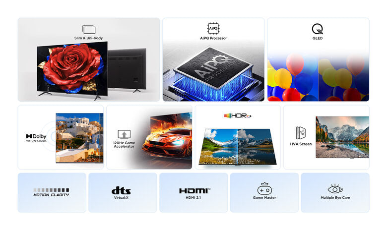 TCL P79K Serie Smart TV QLED 4K 65" 65P79K, Dolby Vision - Atmos, HDR10+, Google TV
