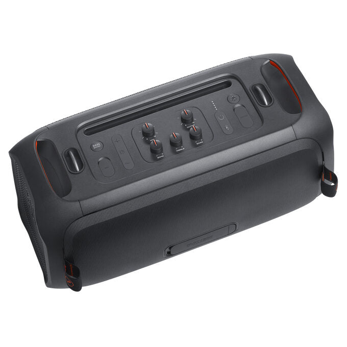 JBL PartyBox On-the-Go Essential Speaker Portatile Wireless per Feste, con Luci Integrate e Bassi Profondi, Protezione Splashproof IPX4, Microfono Wireless, Tracolla per Trasporto, Nero