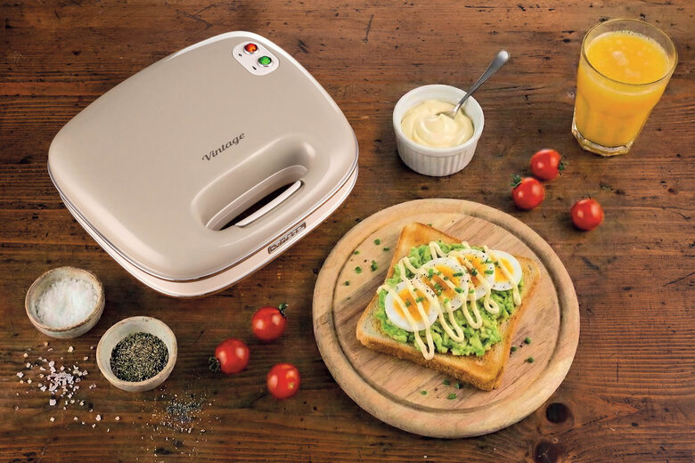 Ariete Linea Vintage 1963 Sandwich Maker Vintage, Piastra elettrica per toast, Sandwich e panini, 750W, Piastre fisse grill, Rivestimento antiaderente, Posizione e riponimento verticale, Beige