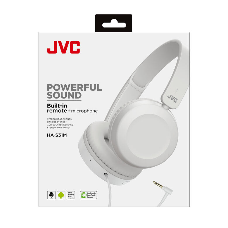 JVC HA-S31M-W Auricolare Cablato A Padiglione Musica e Chiamate Bianco