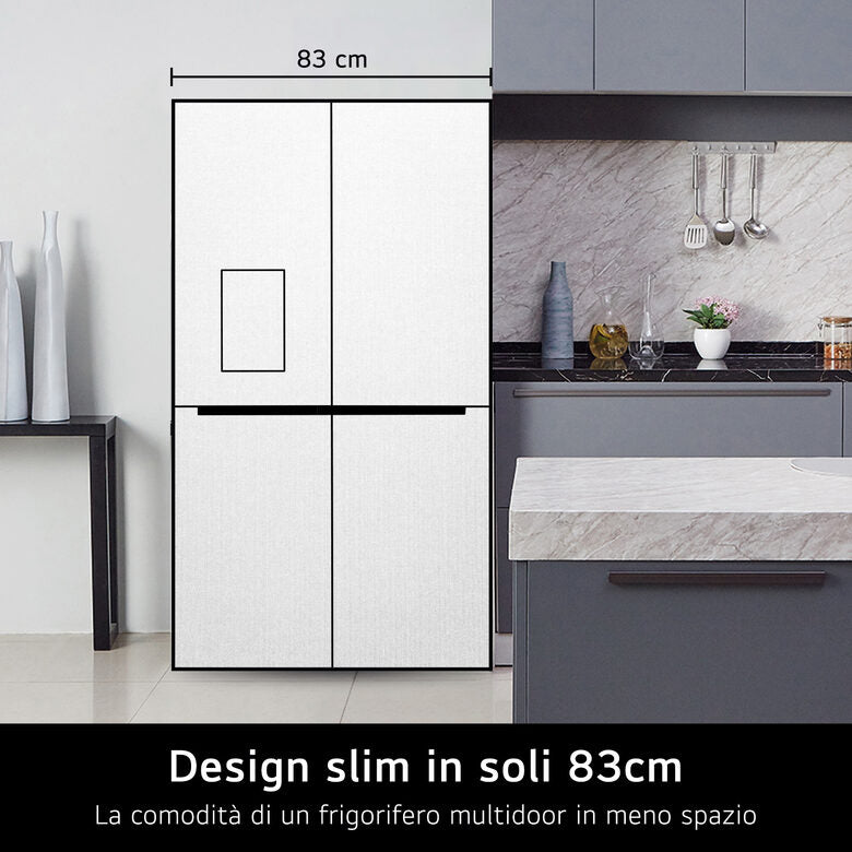 LG GML860PYFE Frigorifero Multidoor Slim, Classe E, 506L, Wi-Fi, Linear Cooling, Smart Diagnosis, Total No Frost,Argento
