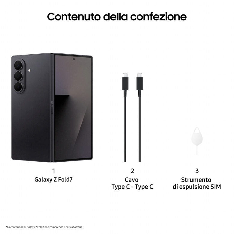Samsung Galaxy Z Fold7 Smartphone AI, RAM 12GB, 512GB, Display 6,5"/8", Camera 200MP, Batteria a lunga durata, Jetblack