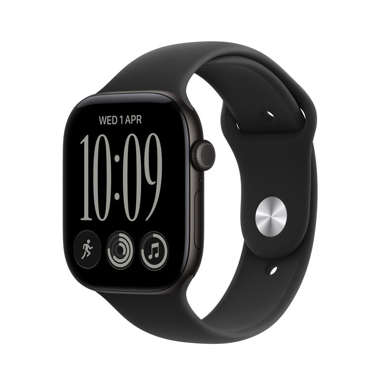 Apple Watch Series 12 GPS, cassa 46 mm in alluminio nero con cinturino Sport nero - M/L